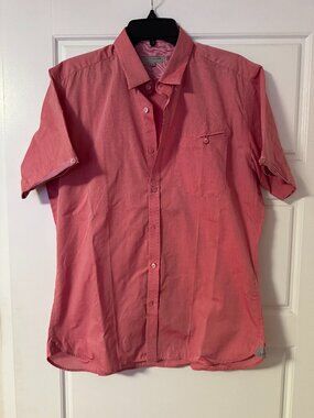 Ted Baker Men’s Pink Short Sleeve Button Down Shirt 4 (US Medium)